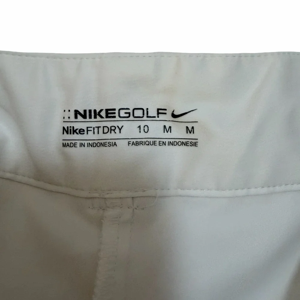 NIKE Women Golf Dri Fit Athletic Mini Skort Size 10 White Tennis Golf Pickleball